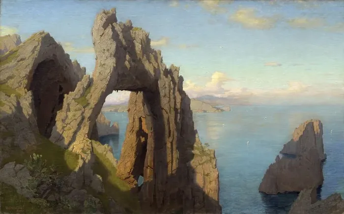 Framed Print : Natural rock arch on Capri, 1880