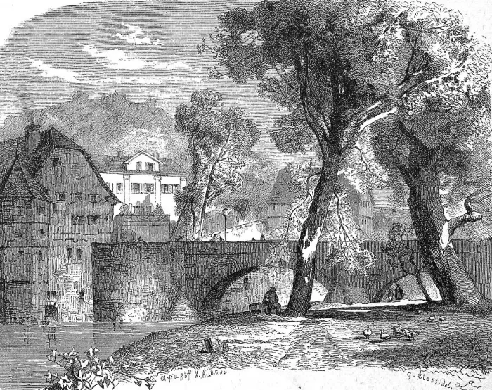 Framed Print : The Neckar Bridge in Tuebingen and the Uhland House Framed Print : The Neckar Bridge in Tuebingen and the Uhland House