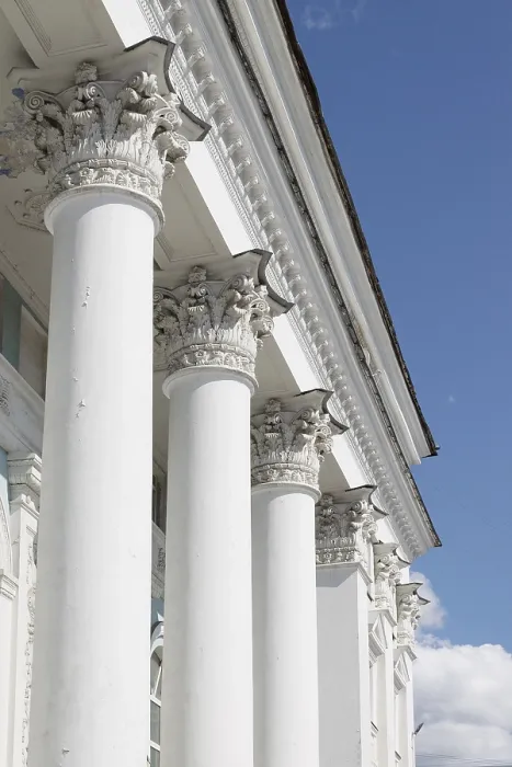 Framed Print : Neoclassical stucco columns, copy space