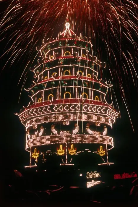 Framed Print : Neon lights and fireworks at Pooram Festival in Thrissur Trichur Framed Print : Neon lights and fireworks at Pooram Festival in Thrissur Trichur