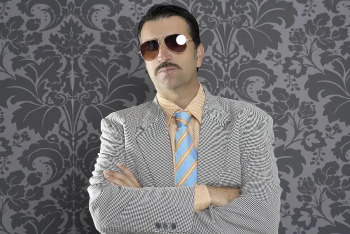 Framed Print : Nerd serious proud businessman sunglasses portrait wallpaper background