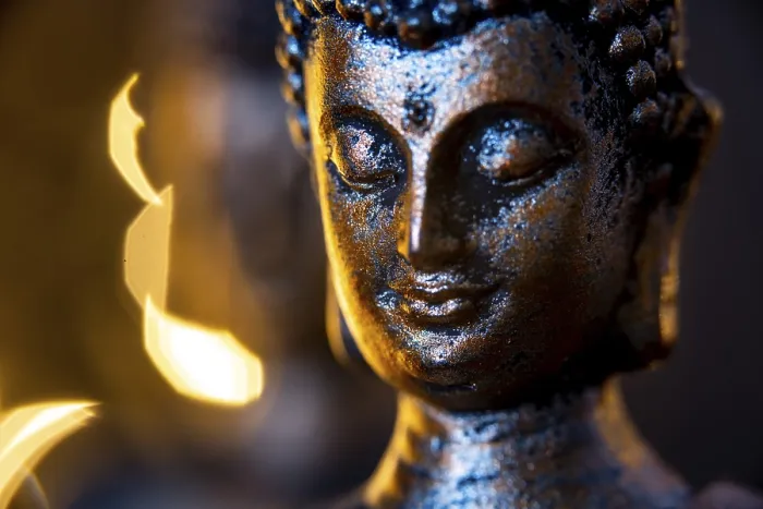 Framed Print : Netherlands. October 2022.buddha statue in calm rest pose
