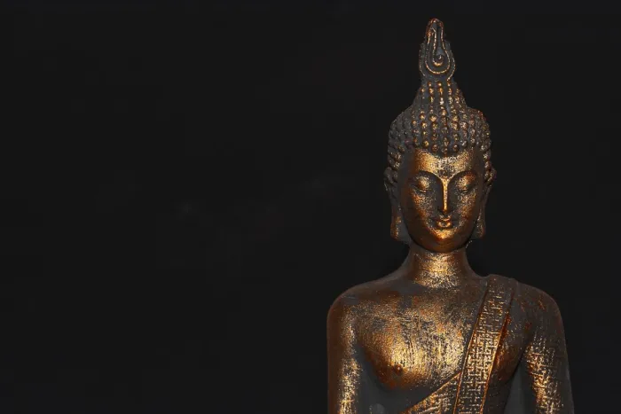 Framed Print : Netherlands. October 2022.buddha statue in calm rest pose