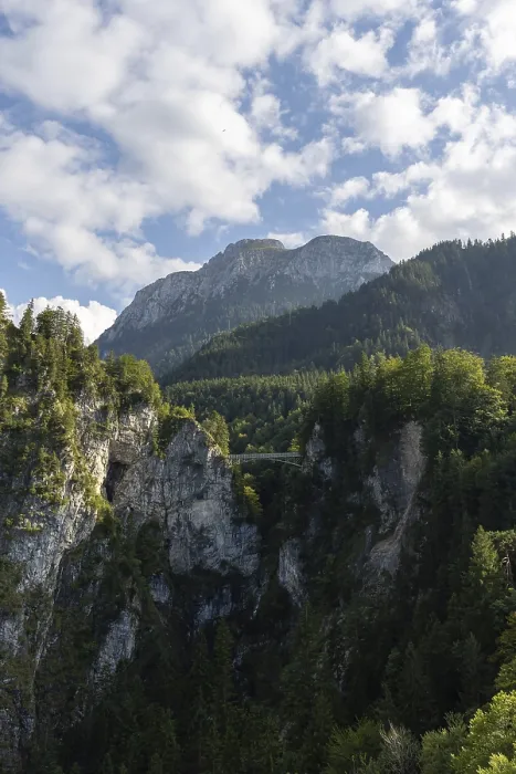 Framed Print : Neuschwanstein Castle, view, suspension bridge
