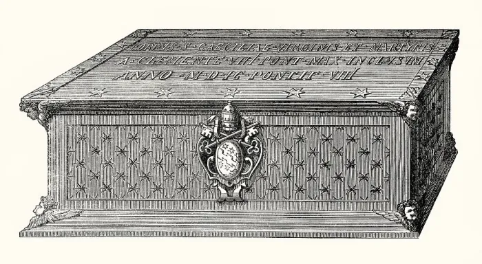 Framed Print : The new coffin of Saint Cecilia