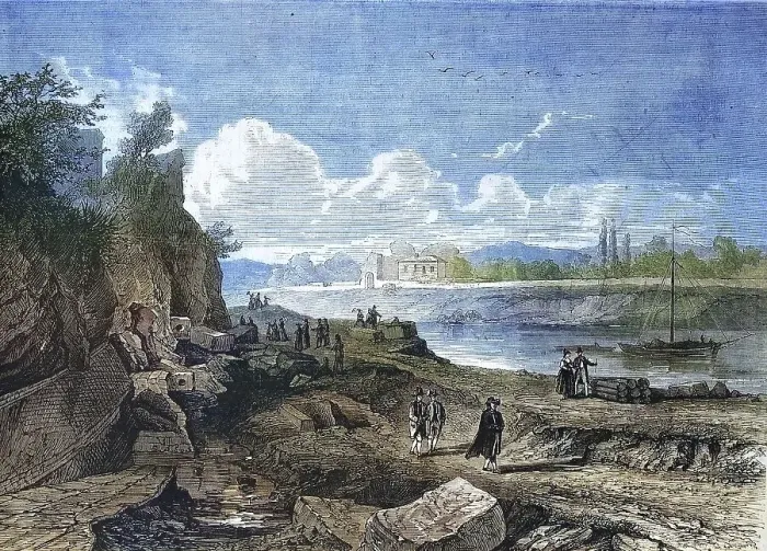 Framed Print : New excavations on the banks of the Tiber