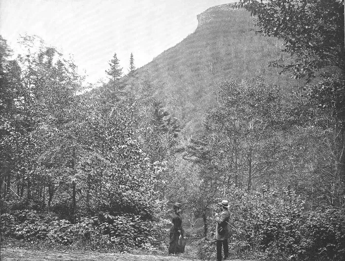 Framed Print : New Hampshire, Man and woman standing in front of the Franconia Mountains