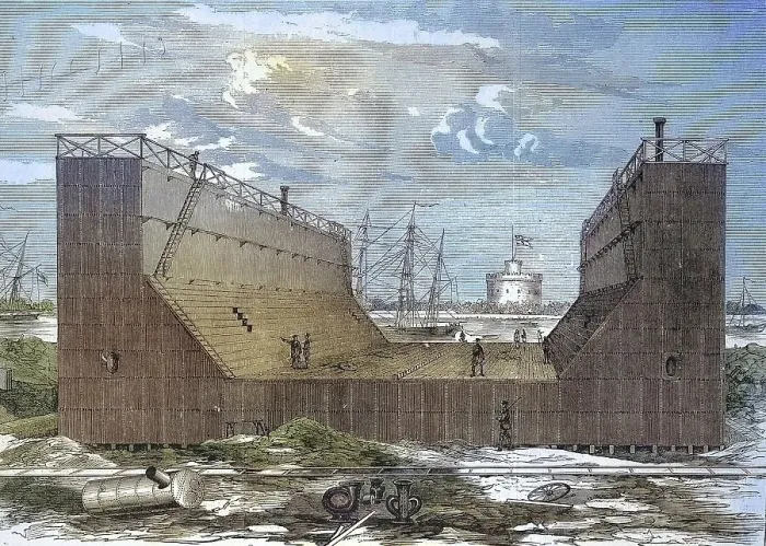 Framed Print : The new iron dock, 1869, of the German Navy Framed Print : The new iron dock, 1869, of the German Navy
