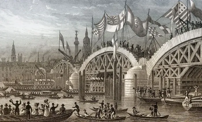Framed Print : New London Bridge, with the Lord Mayor's Procession 1827