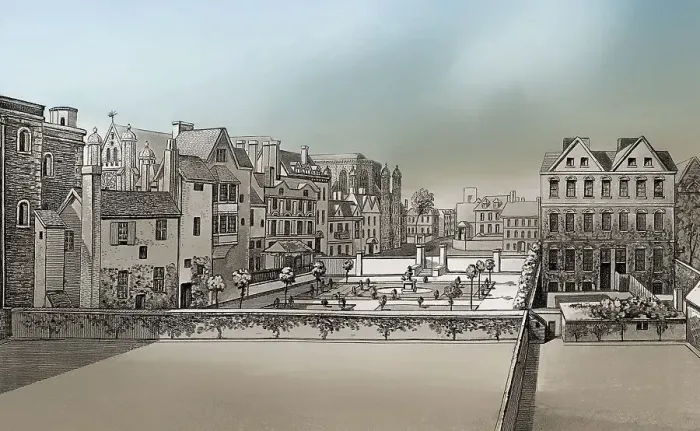 Framed Print : New Palace Yard seen from the Garden of Lindsay House Framed Print : New Palace Yard seen from the Garden of Lindsay House