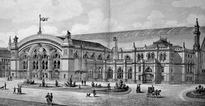 Framed Print : The new railway station in Bremen around 1890 Framed Print : The new railway station in Bremen around 1890