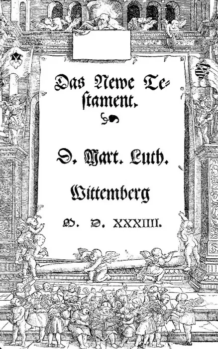 Framed Print : The New Testament in the first complete edition Luther's Bible translation into German, Wittenberg 1534, historical illustration 1883