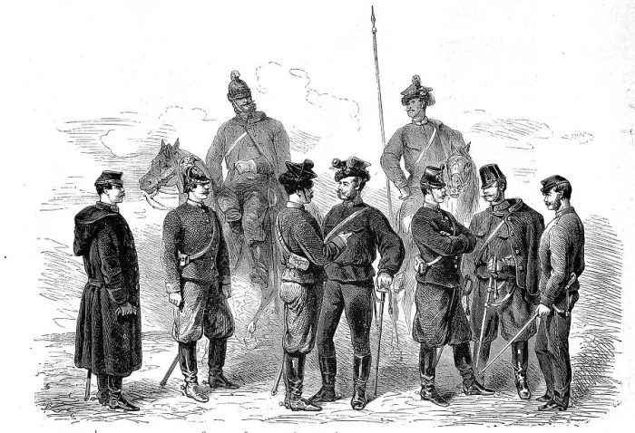 Framed Print : The New Uniforms of the Officers of the Cavalry of the Army of Austria in 1869