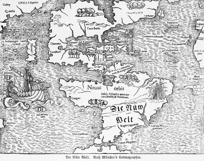 Framed Print : The New World 1545, New World, map Framed Print : The New World 1545, New World, map