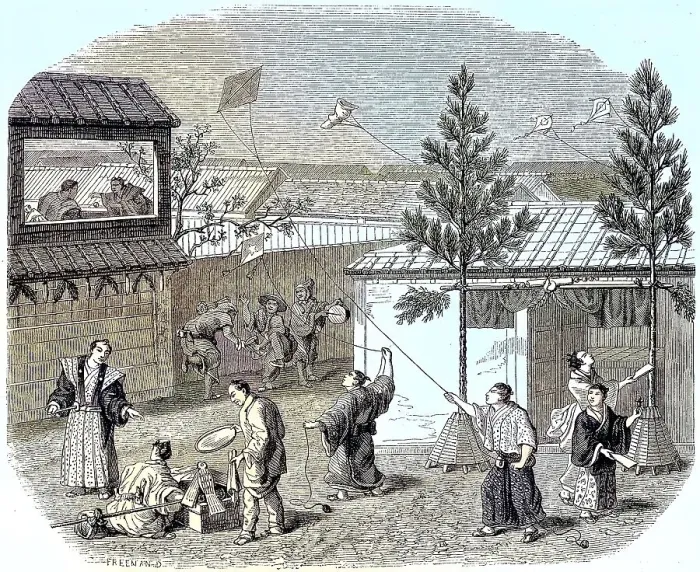 Framed Print : A New Year's Day in Japan in 1883