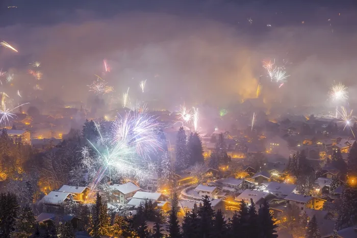 Framed Print : New Year's Eve fireworks, Oberstdorf