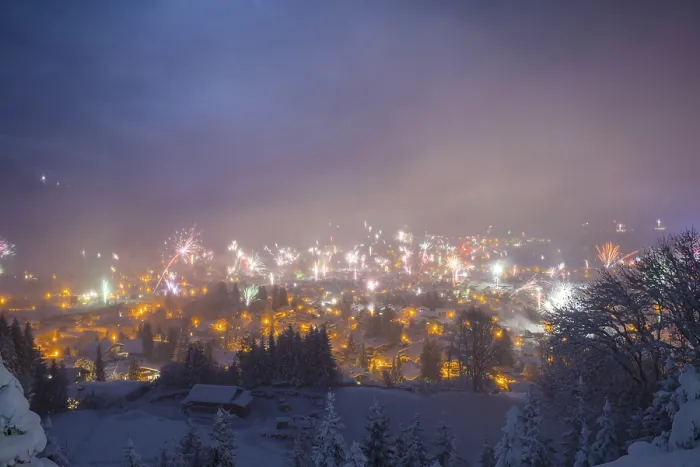 Framed Print : New Year's Eve fireworks, Oberstdorf