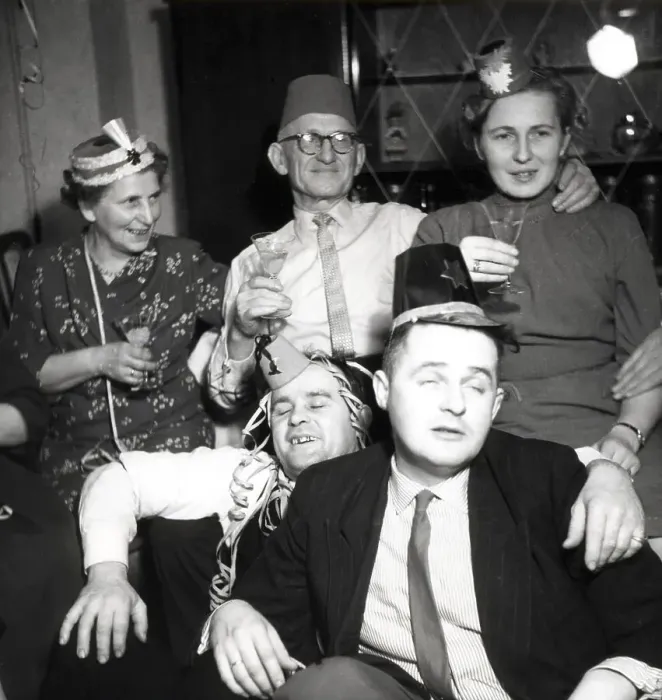 Framed Print : New Year's Eve party, 1950s, ca Framed Print : New Year's Eve party, 1950s, ca