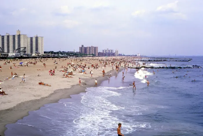 Framed Print : New York in 1966, beach on Coney Island Framed Print : New York in 1966, beach on Coney Island