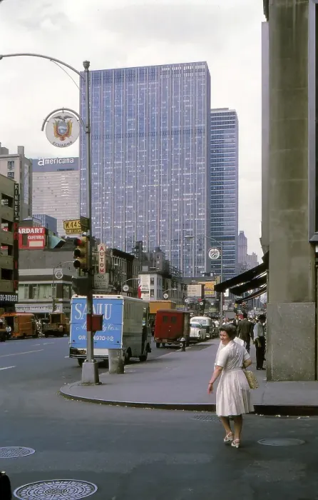 Framed Print : New York in 1966, Manhattan, Avenue of the America at 44th Street, Rockefeller Centre