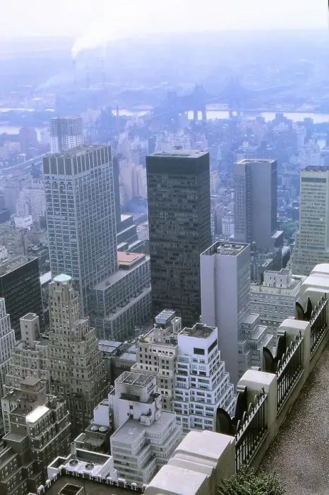 Framed Print : New York in 1966, Manhattan, view from the RCA Building towards the Queensboro Bridge
