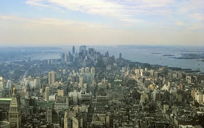 Framed Print : New York in 1966, view of downtown Manhattan from the Empire State Building