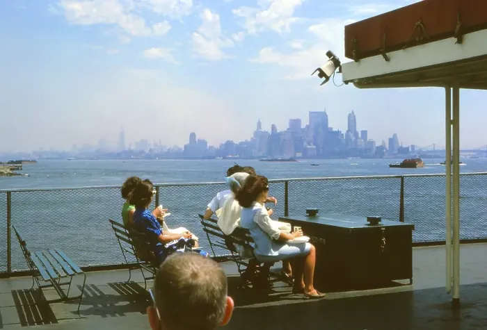 Framed Print : New York in 1966, view of Manhattan from the ferry