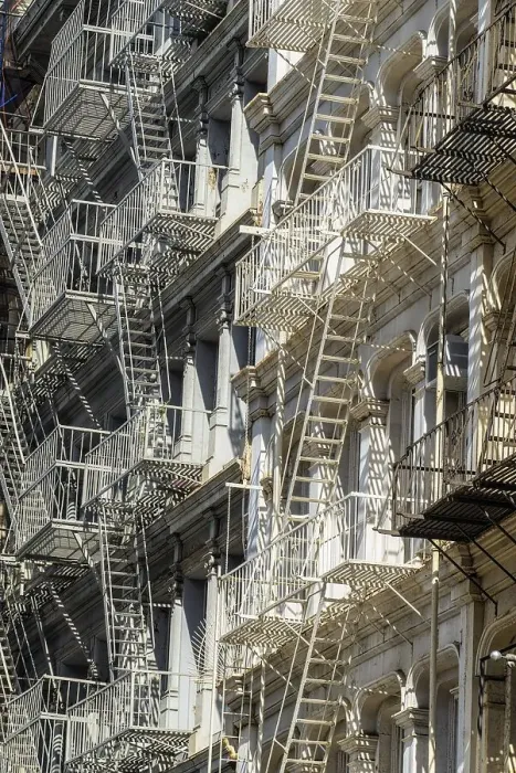 Framed Print : New York. Manhattan. Fire escape ladders Framed Print : New York. Manhattan. Fire escape ladders