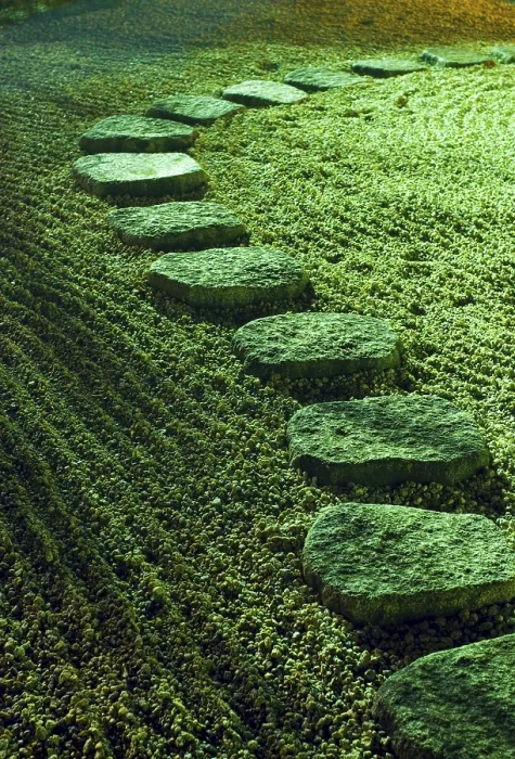 Framed Print : Night image of stone pathway in Japanese zen garden