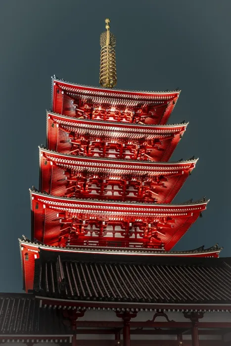 Framed Print : Night photo, five-storey pagoda of Sensoji