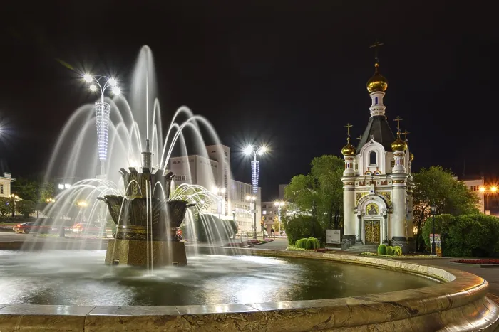 Framed Print : Night scene in the center of Yekaterinburg, Russia