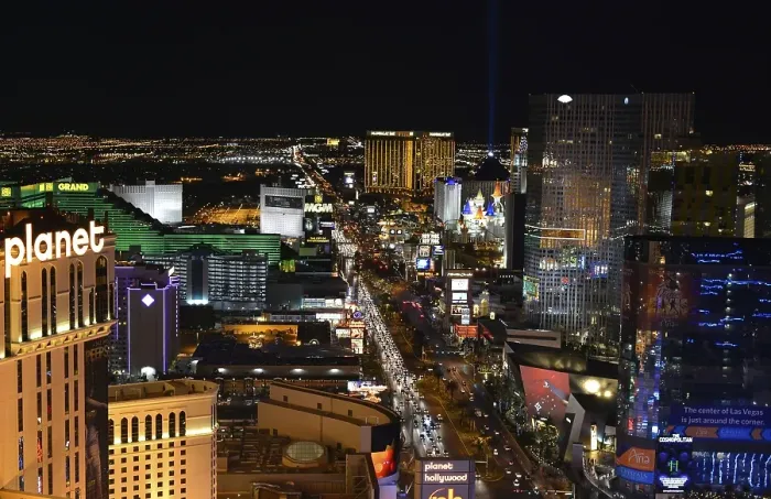 Framed Print : Night scene, The Strip, MGM Grand luxury hotel