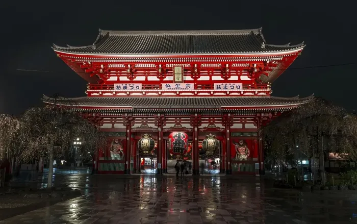 Framed Print : Night shot, HOzOmon Gate, Buddhist temple