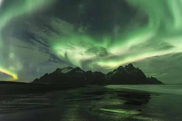 Framed Print : Night shot, Northern Lights (Aurora borealis)