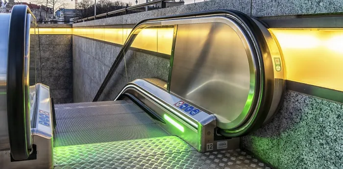Framed Print : Night shots, Berlin Mitte, escalators and underground station Museumsinsel