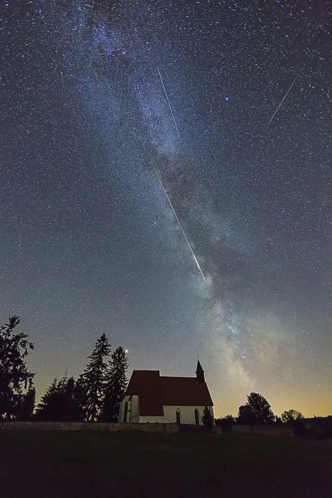 Framed Print : Night sky with stars above the deserted village of Gruorn Framed Print : Night sky with stars above the deserted village of Gruorn