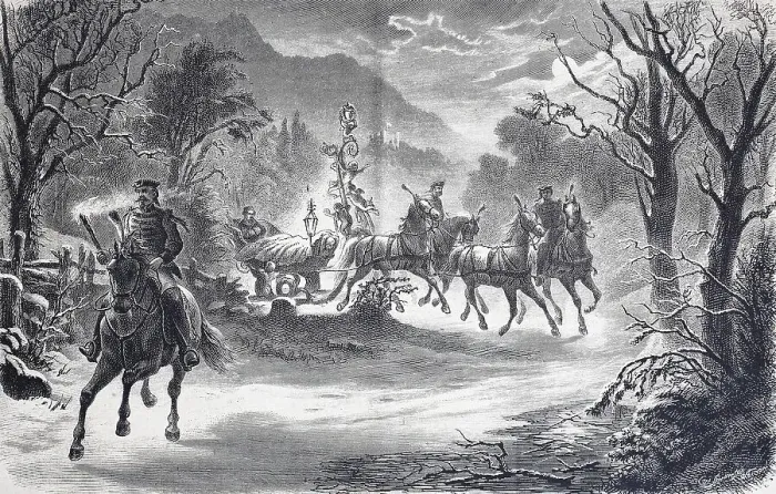 Framed Print : Nightly Mountain Ride of King Ludwig II in the King's Sleigh Framed Print : Nightly Mountain Ride of King Ludwig II in the King's Sleigh