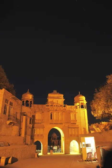 Framed Print : Nightview of gate to Gadsisar or Gadisar lake