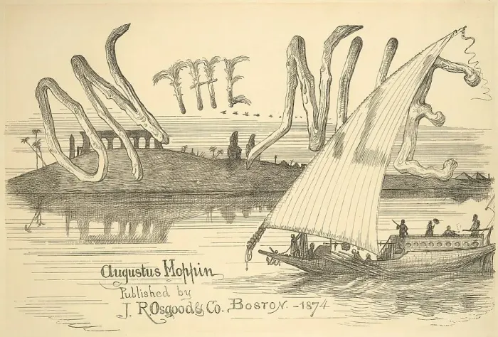 Framed Print : On the Nile, Title page of a travel book from 1874 Framed Print : On the Nile, Title page of a travel book from 1874