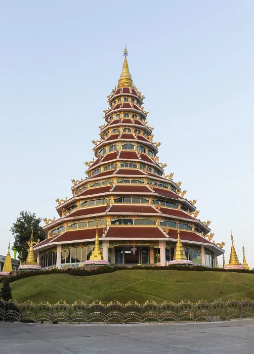 Framed Print : Nine-storey pagoda of the Wat Huay Pla Kang temple