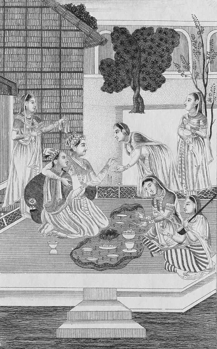 Framed Print : Noble Brahmin couple and their servants