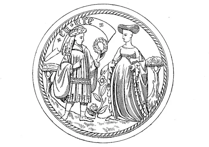 Framed Print : Noble Costumes in the 2nd Half of the 14th century