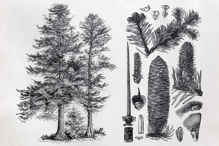 Framed Print : Noble fir (Abies nobilis), tree and cones