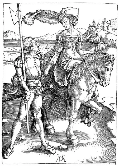 Framed Print : Noble Lady on Horseback, Accompanied by an Armed Servant Framed Print : Noble Lady on Horseback, Accompanied by an Armed Servant
