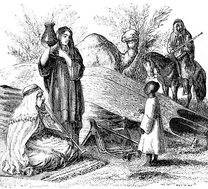 Framed Print : Nomadic Arabs, family with father, mother, child, traveller, camels, carpet, jug, tent, Arab clothing, travelling in Asia, Arabia, historical illustration 1887 Framed Print : Nomadic Arabs, family with father, mother, child, traveller, camels, carpet, jug, tent, Arab clothing, travelling in Asia, Arabia, historical illustration 1887
