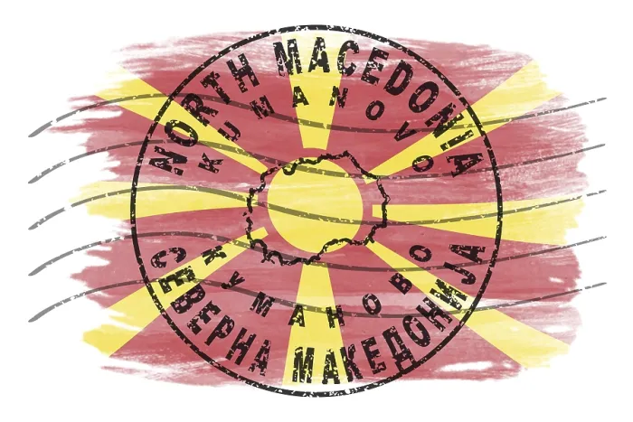 Framed Print : North Macedonia Kumanovo Round Seal Map Design