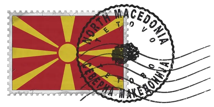 Framed Print : North Macedonia Tetovo Stamp with National Flag and Postmark Framed Print : North Macedonia Tetovo Stamp with National Flag and Postmark