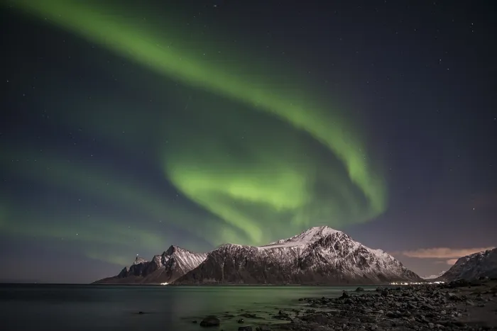 Framed Print : Northern Lights or Aurora Borealis in Flakstad Framed Print : Northern Lights or Aurora Borealis in Flakstad