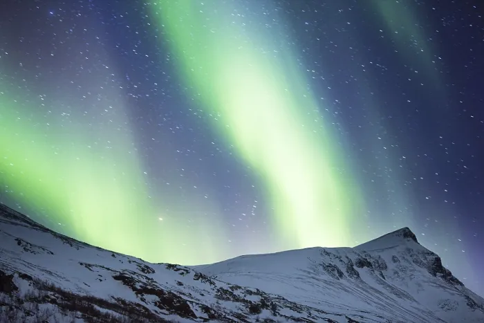 Framed Print : Northern Lights (Aurora borealis) over mountains Framed Print : Northern Lights (Aurora borealis) over mountains