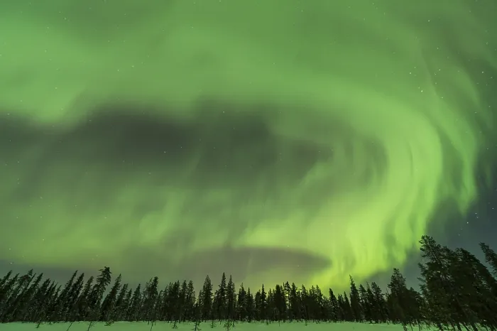Framed Print : Northern Lights (Aurora borealis) over snowy landscape Framed Print : Northern Lights (Aurora borealis) over snowy landscape